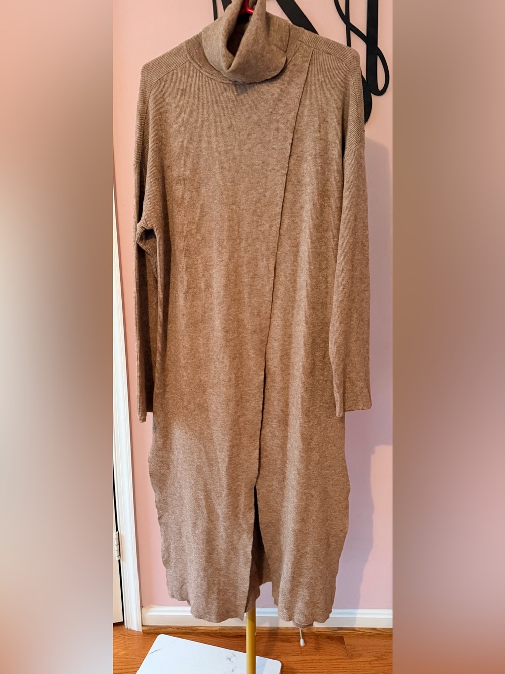 Cozy Long Open Duster in Taupe